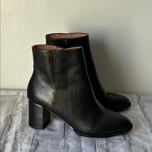 Madewell Mira black leather block heeled ankle boots size 10